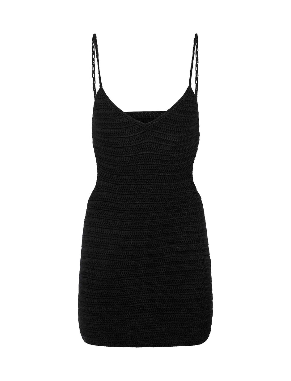 TORY DRESS - BLACK CROCHET NO EDIT