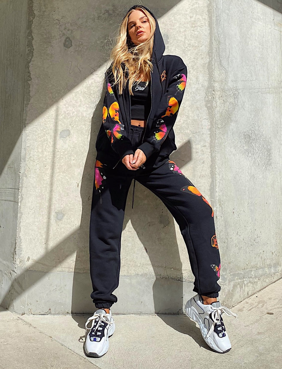 Aporia Jacket - Butterfly Print Black