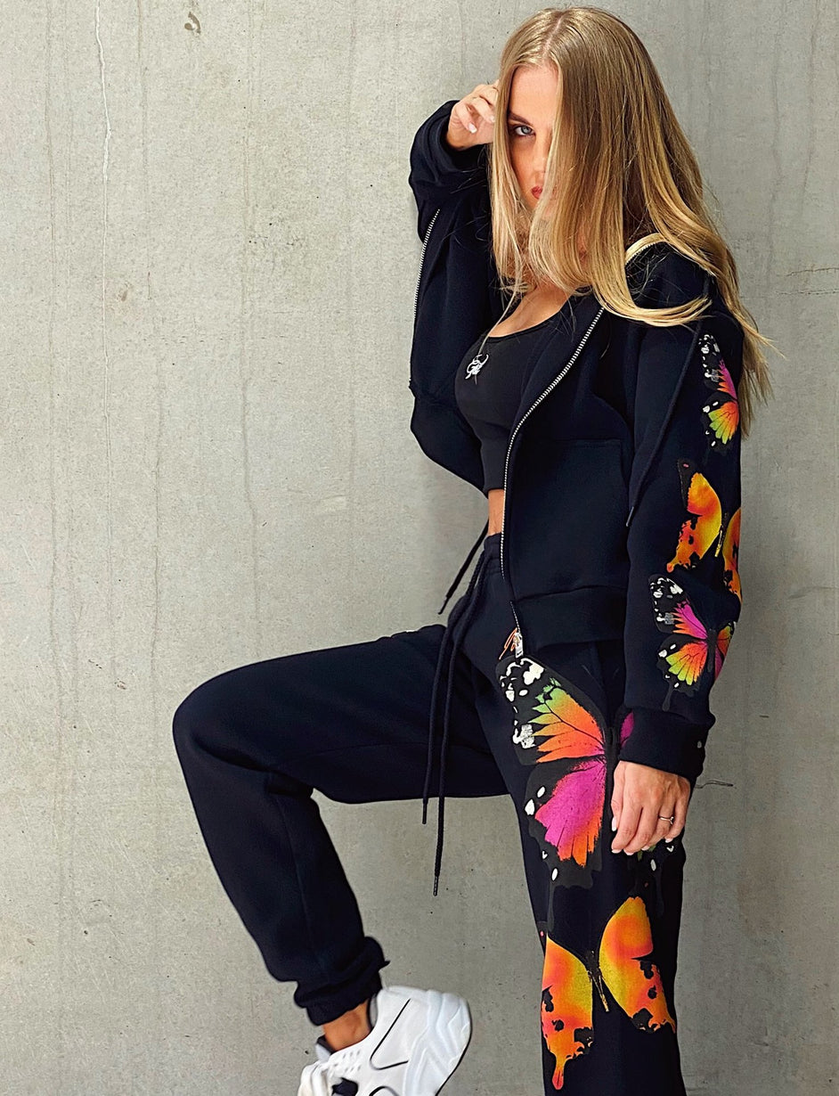 Aporia Jacket - Butterfly Print Black